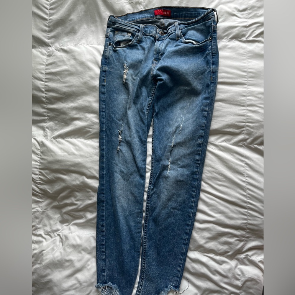 Guess Blue Skinny Jeans with Distressed Details